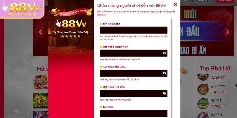 Điền thông tin cá nhân chính xác