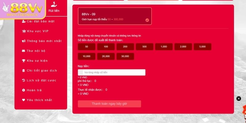 Các quy định về nạp rút tiền