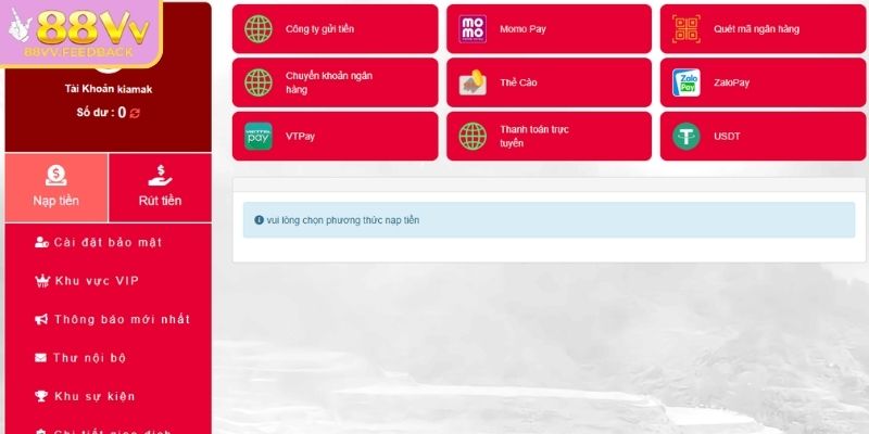 Khái niệm nạp rút tiền 88VV