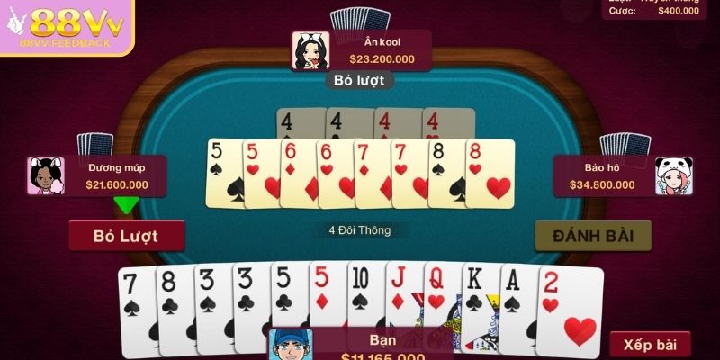 Tiến lên 88VV – Hướng Dẫn Chi Tiết Và Chiến Lược Hiệu Quả 1 Lượt chơi và cách ra bài